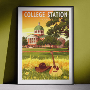 Antieke College Station Texas Poster