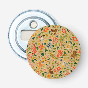 Antieke Crewel Dierborduurwerk: Antieke Wandtapijt Button Flesopener