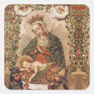 Antieke Cuzco School Maagd die het Christuskind aa Vierkante Sticker