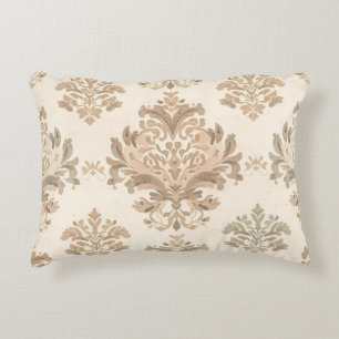 Antieke Damast Elegante Beige Franse Boerderij Accent Kussen