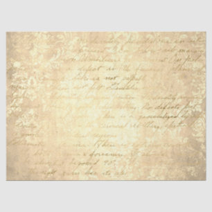 Antieke damast en schrift goud & crème vervaagd tissuepapier