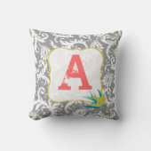 Antieke damast Monogram Kussen (Voorkant)