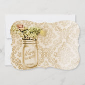 antieke damast westerse bloem mason pot bruiloft kaart (Achterkant)