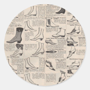 Antieke dames schoen catalogus pagina vintage afdr ronde sticker