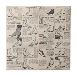 Antieke dames schoen catalogus pagina vintage afdr tegeltje