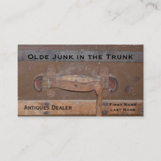 Antieke Dealer Trunk of Treasures Visitekaartje