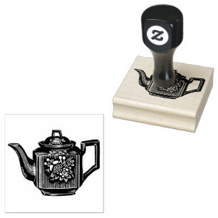 Antieke decoratieve theepot rubberstempel
