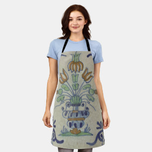 Antieke Delfts Tegel Vaas Hollandse Tulp: Blauw en Schort