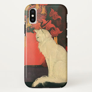 Antieke Dieren, Elegante Witte Kat, Herfstbloemen iPhone XS Hoesje
