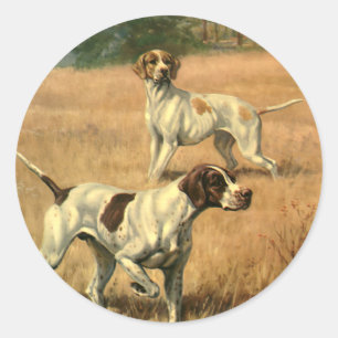 Antieke dieren, Engelse Pointer jachthonden Ronde Sticker