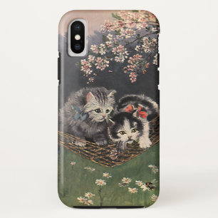 Antieke dieren, gestreepte kat of kittens in een h iPhone x hoesje
