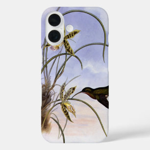 Antieke Dieren, Kolibrie Vogel Orchidee Bloemen iPhone 16 Hoesje