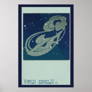 Antieke Dierenriem Astrologie, Maagd Sterrenbeeld Poster