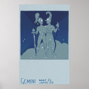 Antieke Dierenriem Astrologie Tweeling Sterrenbeel Poster