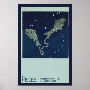 Antieke Dierenriem Astrologie Vissen Sterrenbeeld Poster