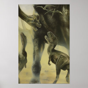 Antieke dinosauriërs, Torvosaurus en Brachiosaurus Poster