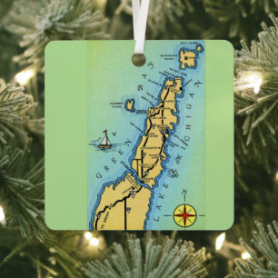 Antieke Door County Wisconsin Metalen Ornament