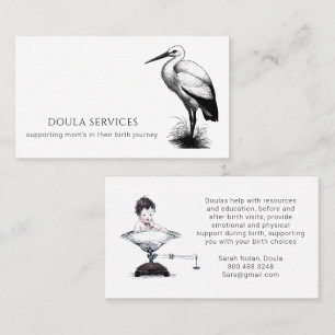 Antieke Doula Diensten Kaart Ooievaar Baby Weegsch Visitekaartje