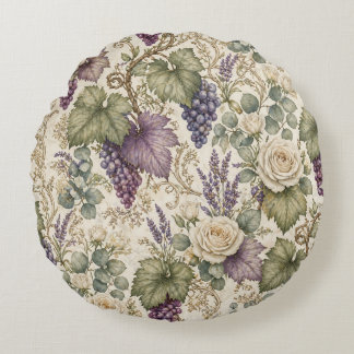 Antieke Druiven, Lavendel & Witte Rozen Rond Kussen