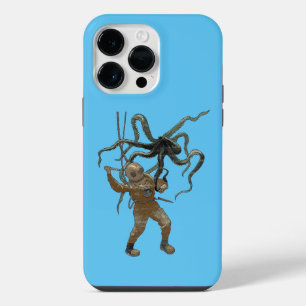 Antieke duiker met een mes en een octopus iPhone 14 pro max hoesje