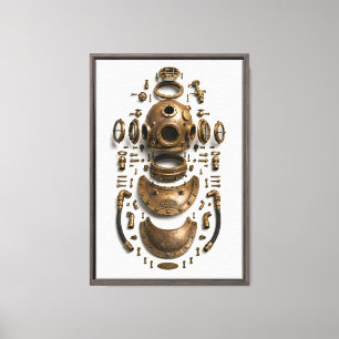 Antieke Duikhelm Canvas Afdruk