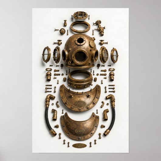 Antieke Duikhelm Poster (Voorkant)