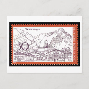 Antieke Duitse Oberammergau-postzegel jaren 70 Briefkaart