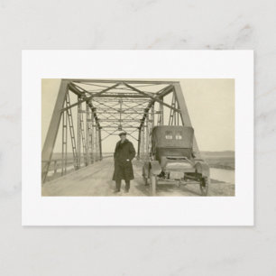 Antieke echte foto van man met auto briefkaart