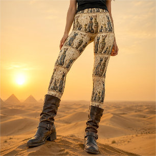 Antieke Egyptische Kattengodin & Hiëroglief uit he Leggings