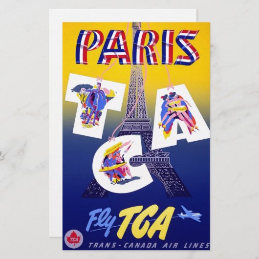 Antieke Eiffeltoren Lucht Reizen Reclame Briefpapier (Voorkant / Achterkant)