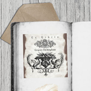 Antieke eigendom boekplaat Ex Libris Vierkante Sticker