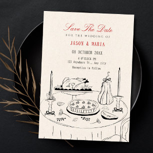 Antieke elegante eettafel decoratie bruiloft save the date