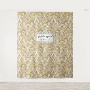 Antieke Elegante Gouden Damast Trouwfoto Achtergro Wandkleed