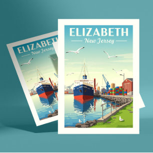 Antieke Elizabeth New Jersey Briefkaart