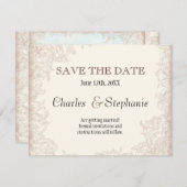 Antieke Engelse Roos Bloemige Wervelende Huwelijks Save The Date (Voorkant / Achterkant)