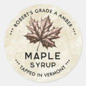 Antieke esdoornstroop label met blad (Voorkant)