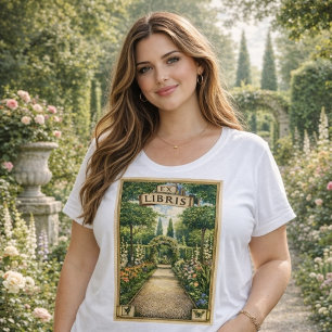 Antieke Ex Libris Tuinpad Boekplaat Kunst Grote Maat T-shirt