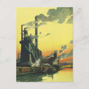 Antieke fabriek aan de kade briefkaart
