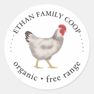 antieke familie kippenboerderij ronde sticker