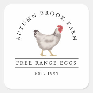antieke familie kippenboerderij vierkante sticker
