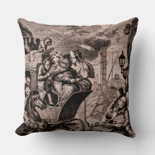 Antieke Fantasieprent Vintage Satire en Steampunk Kussen