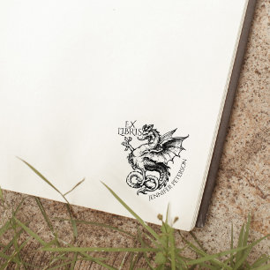 Antieke Fantasy Draak Ex Libris Bibliotheekboek Rubberstempel