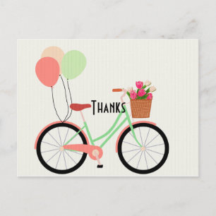 Antieke fiets en tulpen bedankje briefkaart