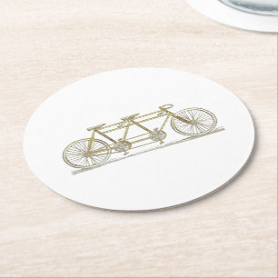 Antieke fiets gebouwd voor twee / Tandemfiets Goud Ronde Kartonnen Onderzetter