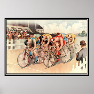 Antieke fietsrace 1904 Posterprint Poster