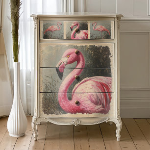 Antieke Flamingo Botanische Decoupage Tissuepapier