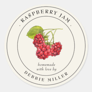 Antieke frambozenjam inmaaklabel ronde sticker