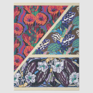 Antieke Franse Art Deco Geometrische Bloempatronen Tissuepapier