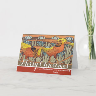 Antieke Franse Art Nouveau Natuur Vogel Patroon Feestdagen Kaart