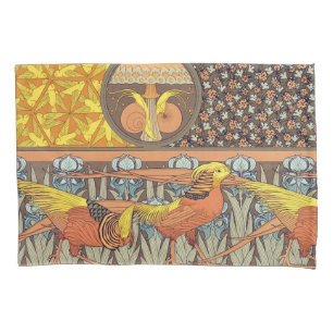 Antieke Franse Art Nouveau Natuur Vogel Patroon Kussensloop